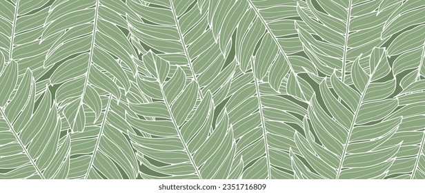 Green tropical background with palm branches. Botanical fresh background for decor, wallpapers, covers and presentations.