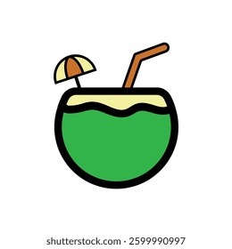 Green Tropical Cocktail Illustration Vector