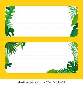 Green Tropical Leaf Frame Card Design Vector Template