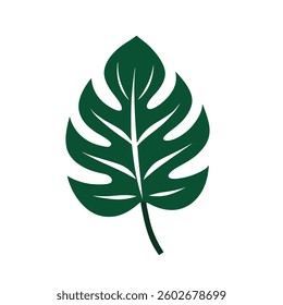 Green Tropical Leaf Silhouette Vector Illustration