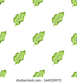 Green Tropical Leaf. Vector illustration. Seamless background pattern. Floral botanical flower. Wild leaf wildflower isolated. Exotic tropical hawaiian jungle. Fabric wallpaper print texture.