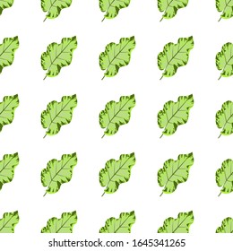 Green Tropical Leaf. Vector illustration. Seamless background pattern. Floral botanical flower. Wild leaf wildflower isolated. Exotic tropical hawaiian jungle. Fabric wallpaper print texture.