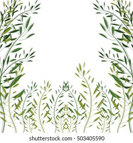 green tropical leaves