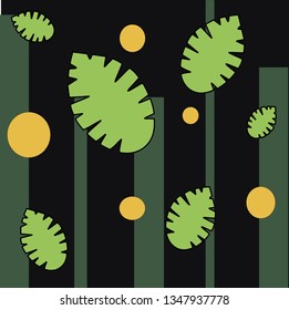 green tropical leaves background vector