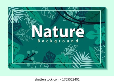 green Tropical leaves cover frame background design