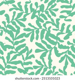 Green Tropical Leaves Decorative seamless pattern. Repeating background. Tileable wallpaper print.