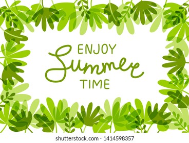 Green tropical leaves frame for Your summer design