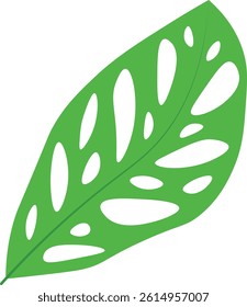 Green Tropical Leaves Isolated on White Background. Vector Illustration.
