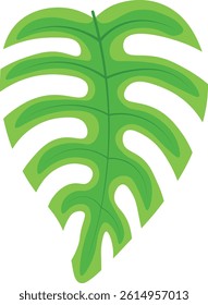 Green Tropical Leaves Isolated on White Background. Vector Illustration.
