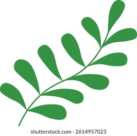 Green Tropical Leaves Isolated on White Background. Vector Illustration.