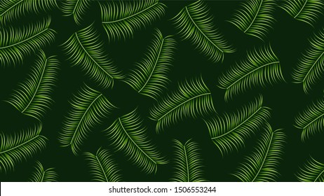 Green tropical leaves pattern with dark background