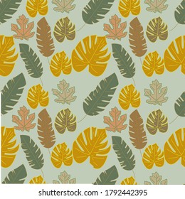 green tropical leaves. Seamless graphic design with amazing palms. Fashion, interior, wrapping, packaging suitable,fabric.textil