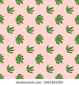 Hojas tropicales verdes patrón sin fisuras. fondo sin fin de follaje de sensación de selva natural. Vector dibujado a mano ilustración.