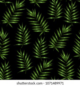 Green tropical leaves. Vector seamless pattern