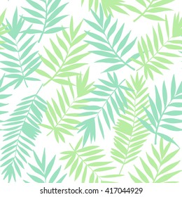 Green tropical leaves. Vector seamless pattern