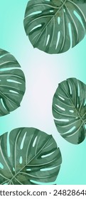 Hojas tropicales verdes con degradado blanco verde fondo abstracto agradable para el Fondo de pantalla de su teléfono inteligente