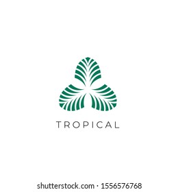 Green Tropical Palm leaf logo vector design template