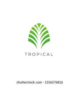 Green Tropical Palm leaf logo vector design template