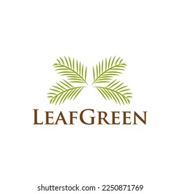 Plantilla de diseño de vectores del logotipo de hoja de palma tropical verde 
