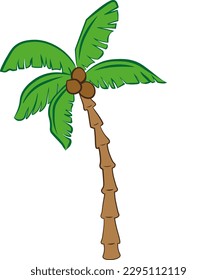 Vector de palma tropical verde con coco