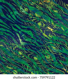 Green tropical pattern. Vector background.