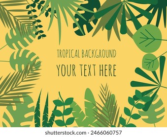 Green Tropical Plants Colorful Background. Nature and flowers concept vector