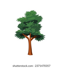 Green tropical tree in cartoon style, vector illustration