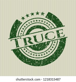 Green Truce distressed rubber seal with grunge texture