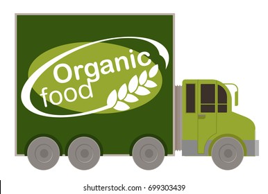 The green truck to transport organic produce from farms