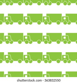 Green trucks seamless pattern