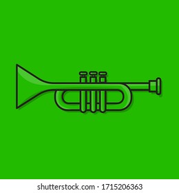 
vector de trompeta verde, icono, estilo plano