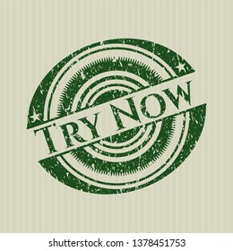 Green Try Now distress with rubber seal texture