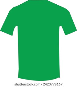 Camiseta verde parodia, vista frontal y trasera, aislada. El modelo masculino usa camisa verde