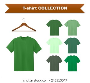 Green t-shirt template with hanger, vector eps10 illustration.