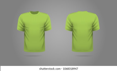 Green T-shirt template vector, front and back view. 