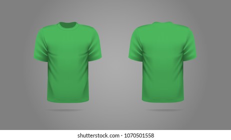 Green T-shirt template vector, front and back view. 