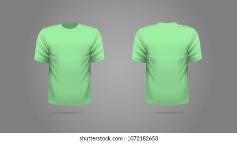 Green T-shirt template vector, front and back view. 