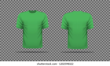 Green T-shirt template vector, front and back view. 