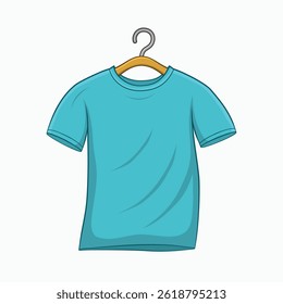 Green t-shirt with wooden hanger vector design
