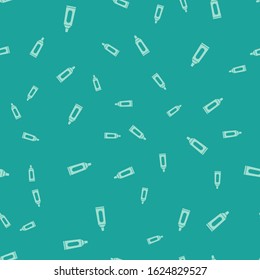 Green Tube of toothpaste icon isolated seamless pattern on green background.  Vector Illustration