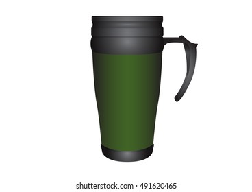 Green tumbler thermos-cup vector for branding item