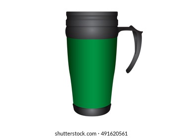 Green tumbler thermos-cup vector for branding item