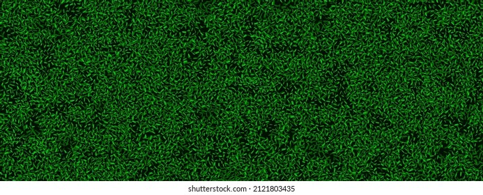 Green turf grass texture seamless pattern. Carpet or lawn top view. Vector background. Baseball, soccer, football or golf field. Fake plastic or fresh natural ground for game play.