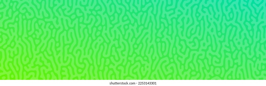 Green Turing reaction gradient background. Abstract diffusion pattern with chaotic shapes. Vector illustration