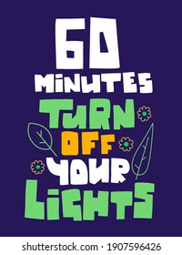 El verde apaga las luces, las letras de las manos y las letras planas vectoriales.