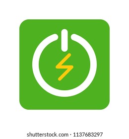 Green Turn on and turn off button, Flat icon saving energy concept
