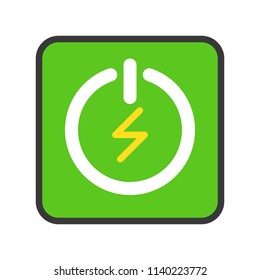 Green Turn on and turn off button, filled outline Flat icon saving energy concept