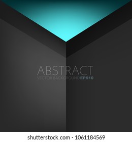 Green turquoise background with black geometric triangle and black space overlap layer for text and background design