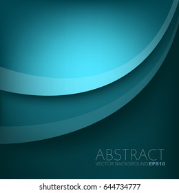 Green turquoise background , curve element overlap layer with dark space for text design , Vector