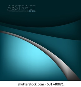Green turquoise background gradient color tone overlap layer with silver line and dark space for text design , Vector